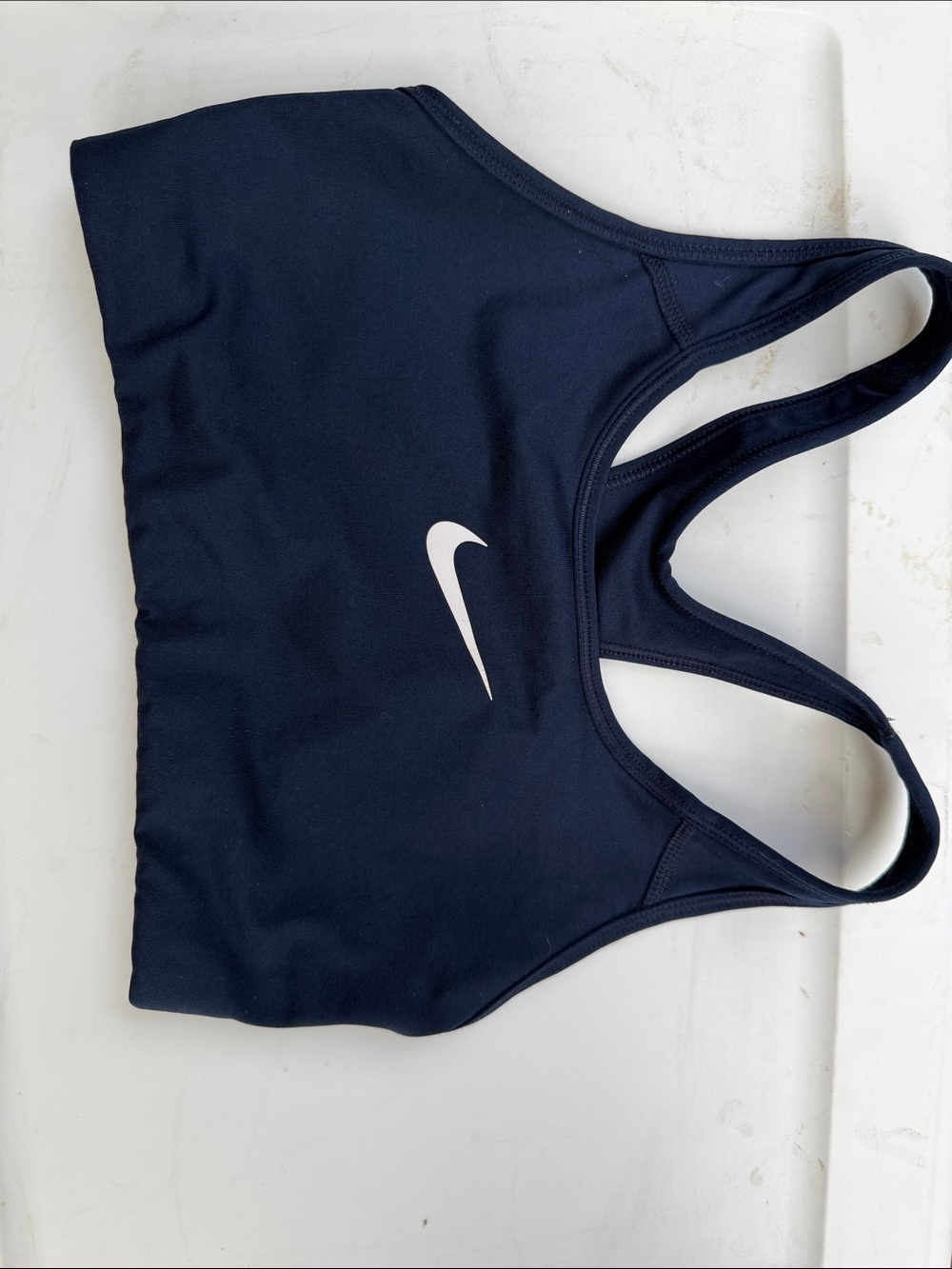 Nike Navy Blue Racerback Sports Bra with White Swoosh
